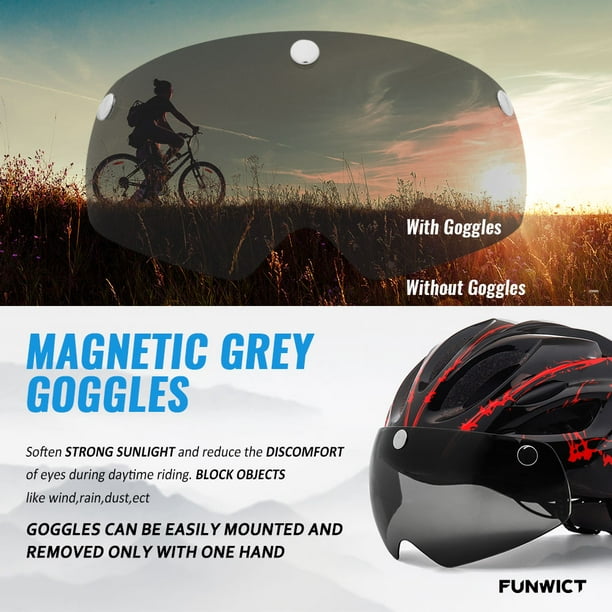 FUNWICT Light-weight Bike Helmet for Adults with Gentle and Magnetic Goggles - Superb for Males and Ladies